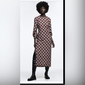 Zara Geometric Print Midi Dress Medium